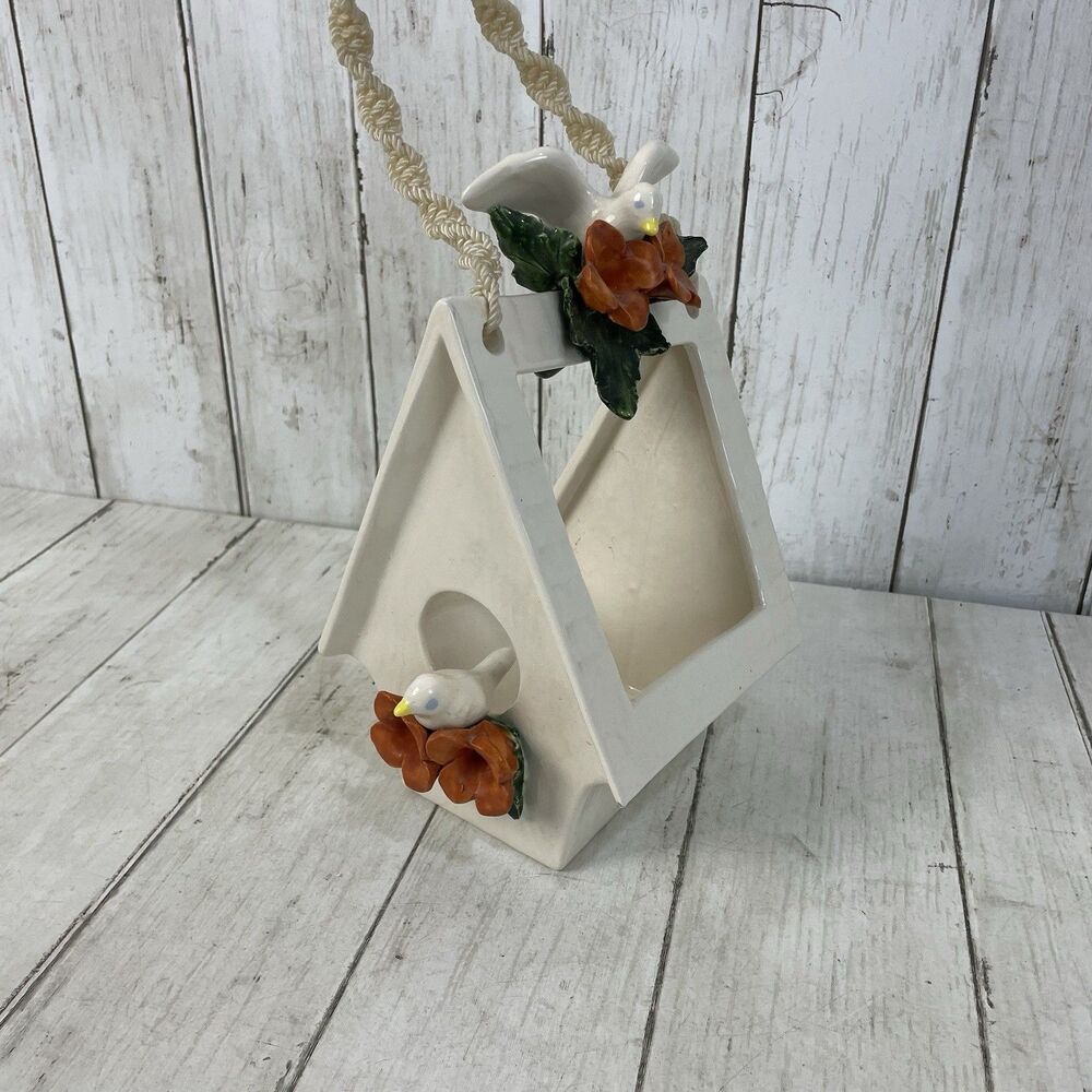 VTG Ceramic Birdhouse Hanging Planter Signed Lila‘s Cottagecore Kitch